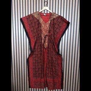 J Gee Kimono Dress OS Womens Red Paisley Multi-Print Maxi